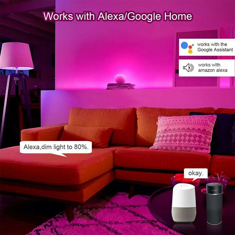 DC5-24V 6A Smart Life APP Wifi Smart RGB+CCT LED Controller, Work With Alexa & Google Assistant